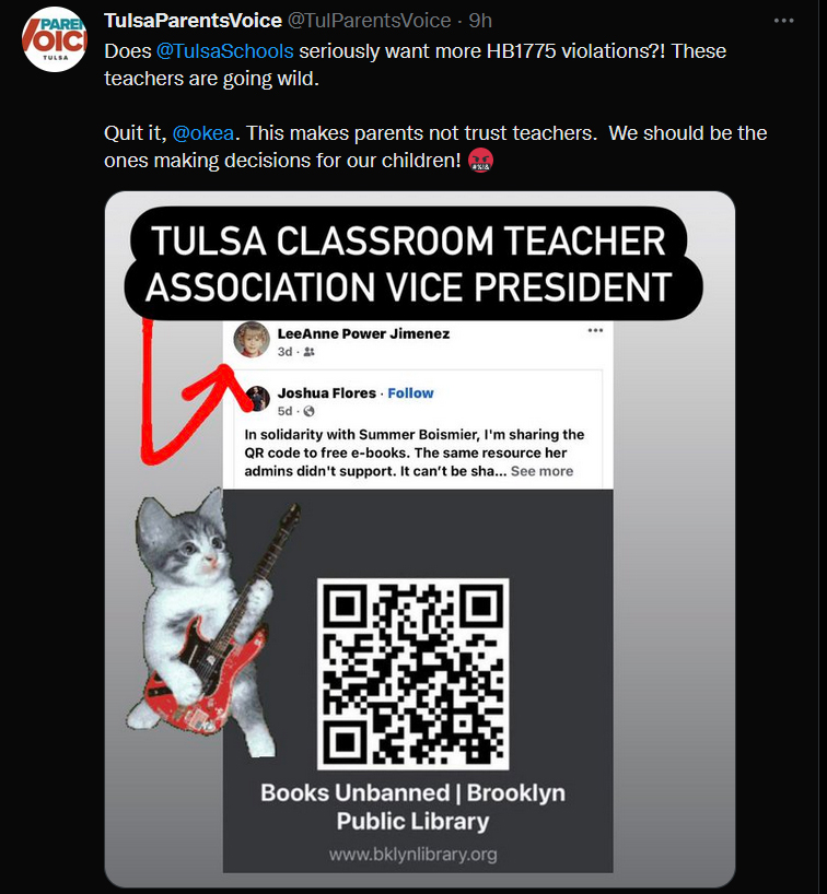 Does Tulsa Schools seriously want more HB1775 violations?! These teachers are going wild.
