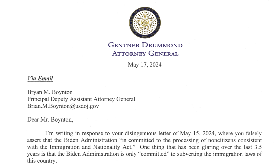Drummond fires back after Biden’s DOJ threatens to sue over HB 4156